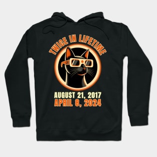 Totality 24 Twice In A Lifetime Total Solar Eclipse 2024 Tee Funny Cat Hoodie